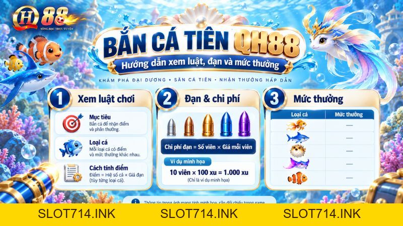 Bắn Cá Tiên QH88 – Hướng Dẫn Xem Luật, Đạn Và Mức Thưởng